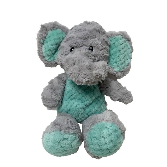 Spark Create Imagine Elephant Gray Teal Plush Stuffed Toy Rattle Crinkle 15 Inch - Picture 1 of 8